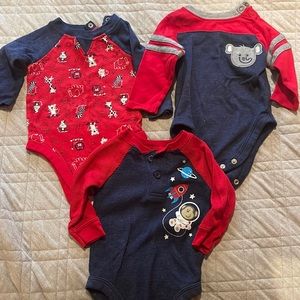 Three long sleeve 3-6 month boys onesies